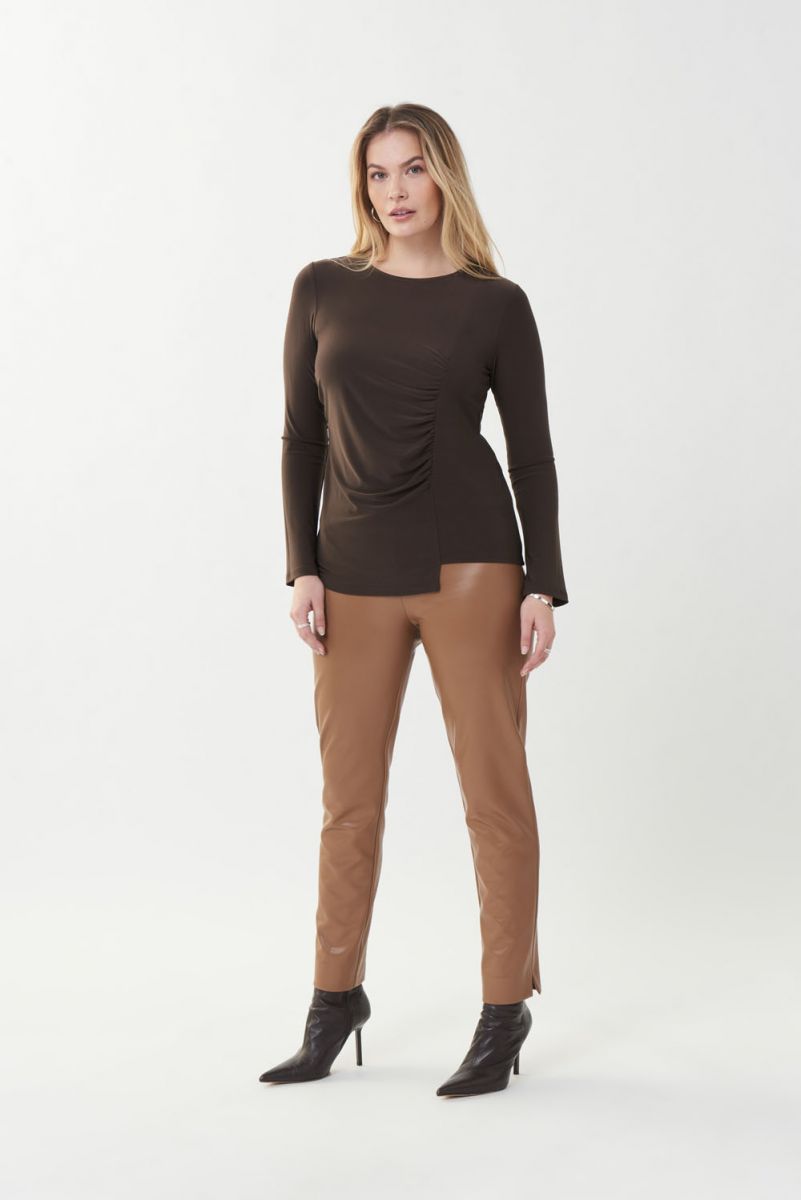 Joseph Ribkoff Mocha Ruched Front Top Style 223075