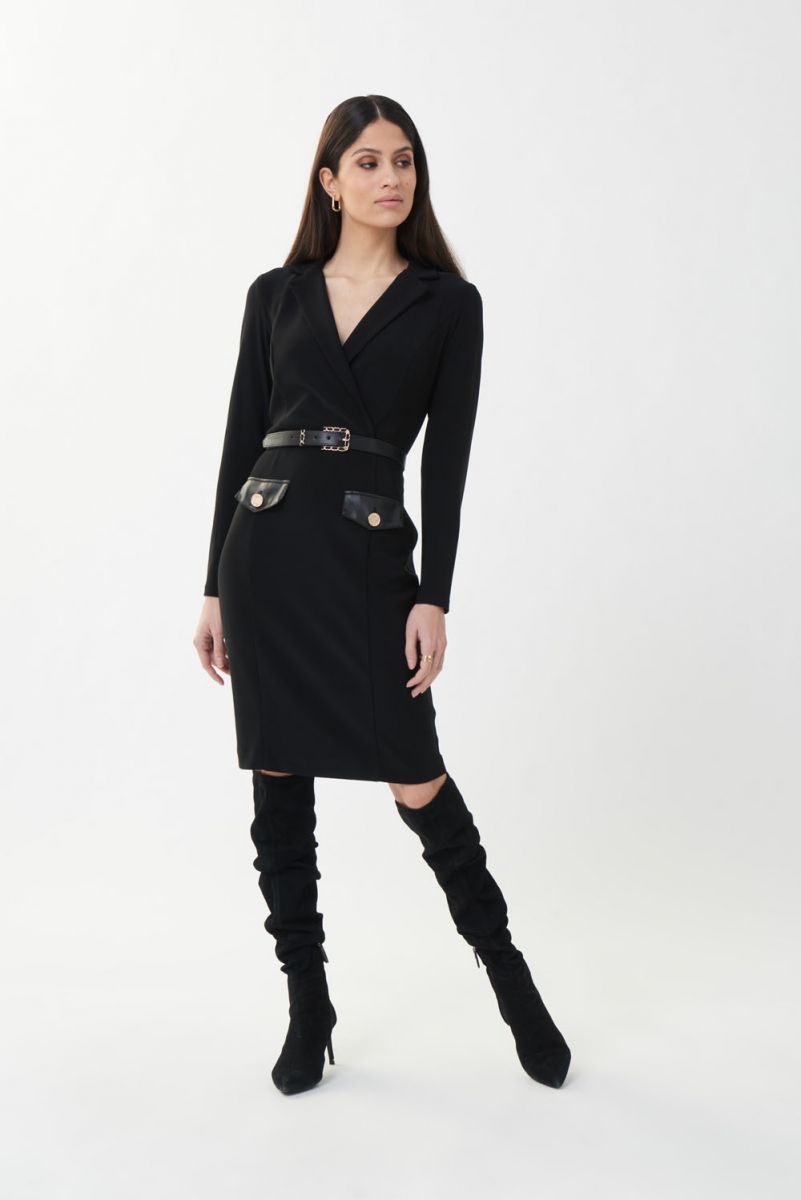 Joseph Ribkoff Black Front Wrap Dress Style 223266