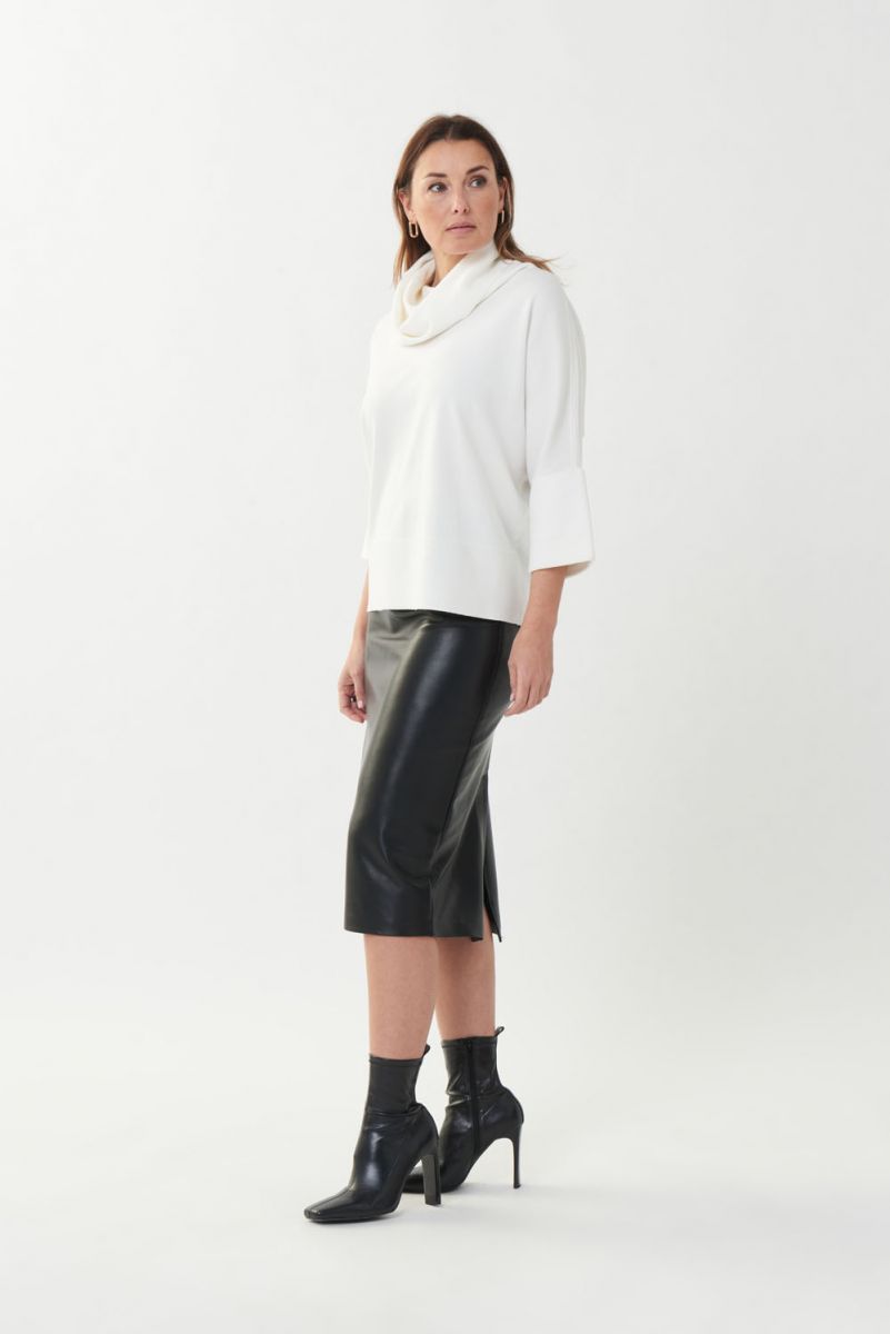 Joseph Ribkoff Black Faux Leather Pencil Skirt Style 223310-main