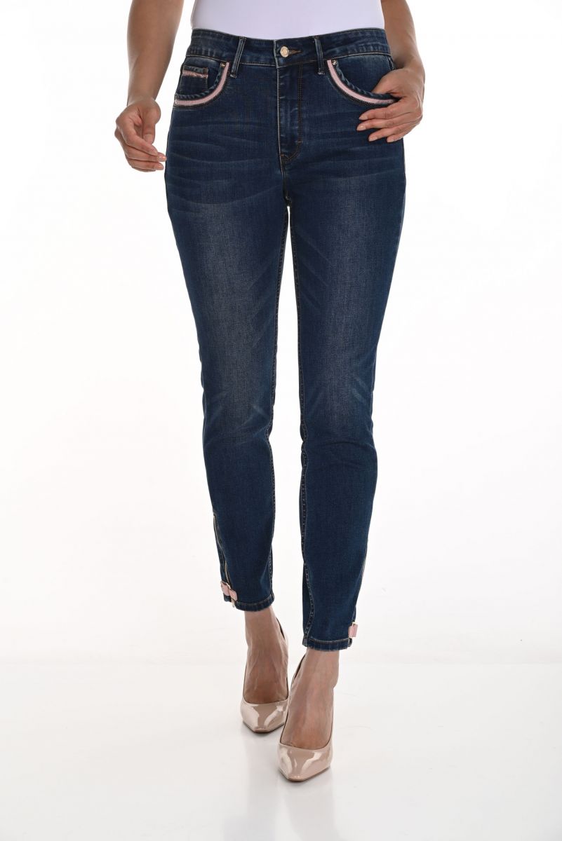 Frank Lyman Blue/Blush Denim Pants Style 226182U