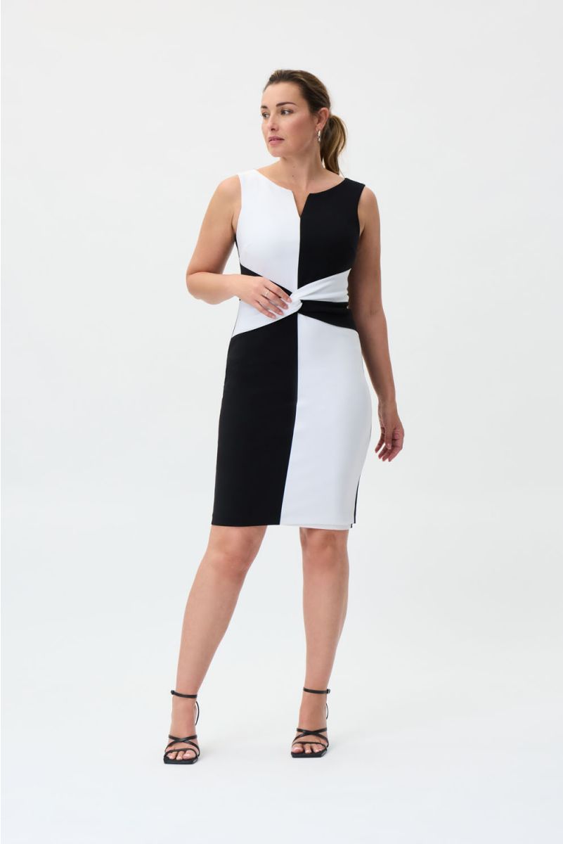 Joseph Ribkoff Black/Vanilla Color-Blocked Dress Style 231103