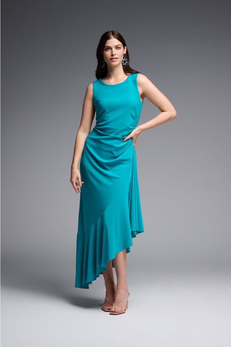 Joseph Ribkoff Ocean Blue Fit And Flare Flounce Hem Maxi Dress Style 231701