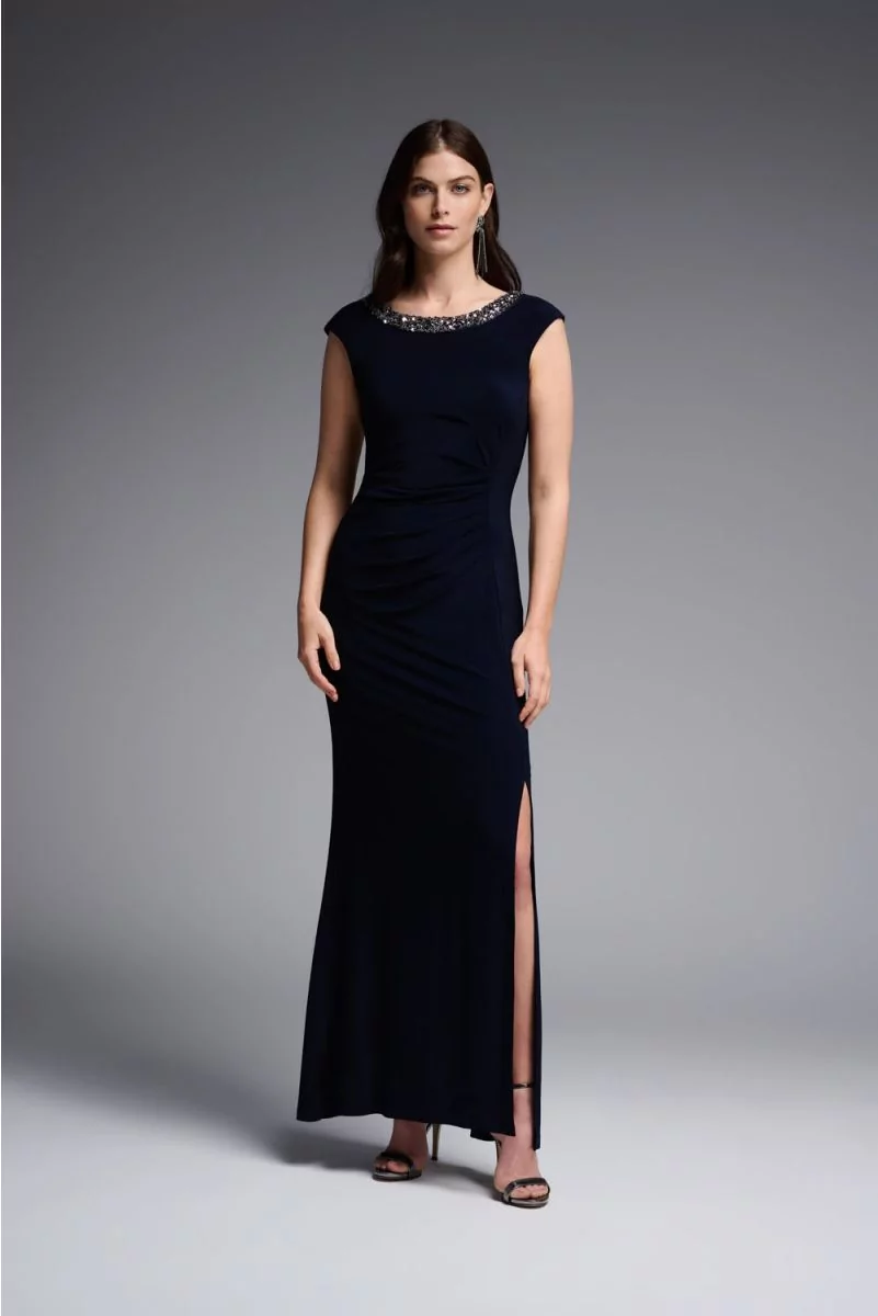 Midnight blue evening fashion gown