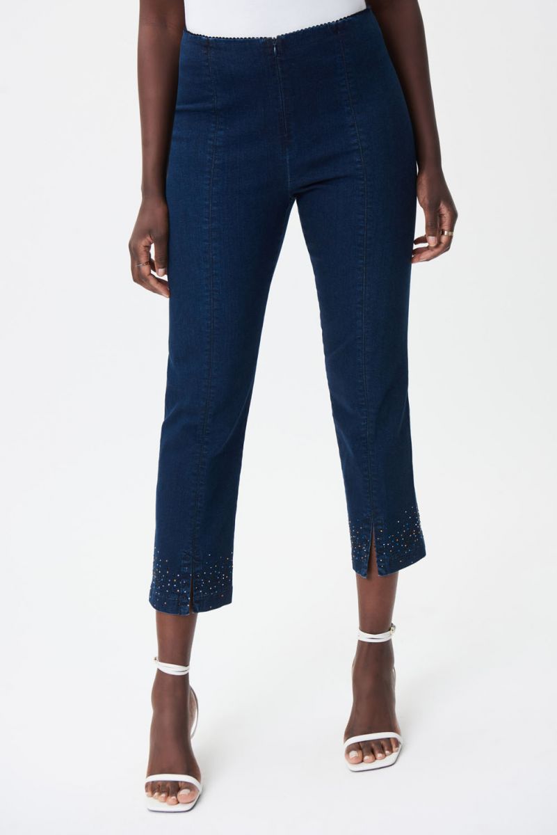 Joseph Ribkoff Dark Denim Blue Straight Cropped Jeans Style 232940