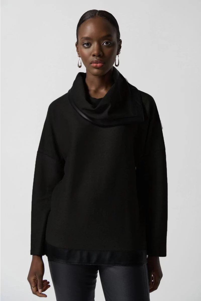 Black fashion cowl neck sweater