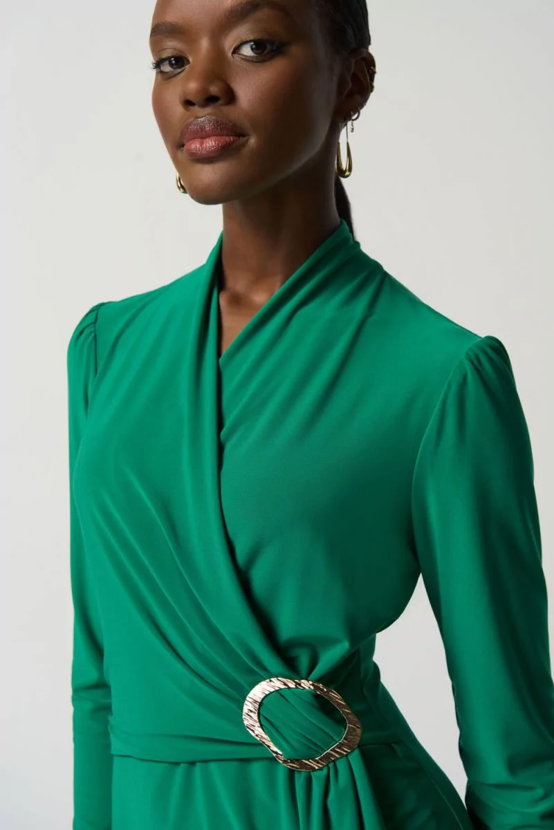 Green long wrap shops dress