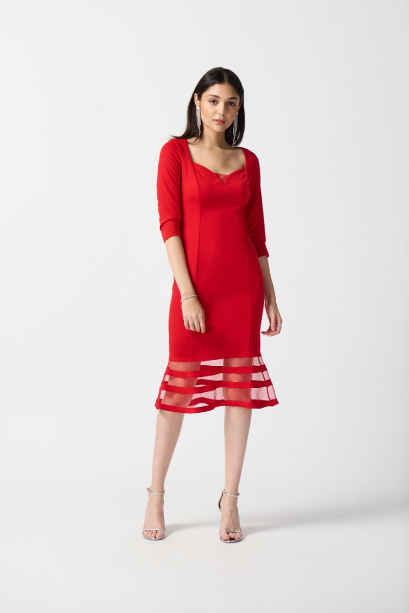 Joseph Ribkoff Lipstick Red Midi Dress Style 233706