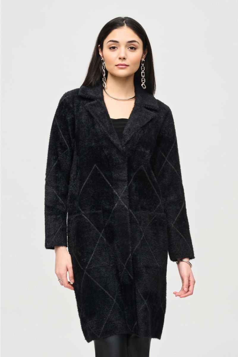 Joseph Ribkoff Black Notched Collar Coat Style 233951