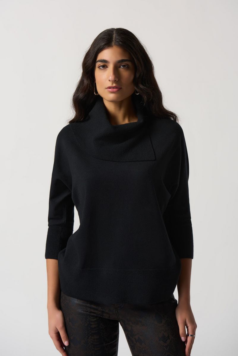 Joseph Ribkoff Black Asymmetrical Sweater Style 233955