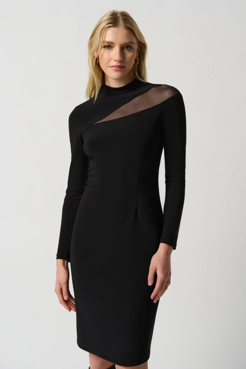 Black knitted polo neck dress fashion