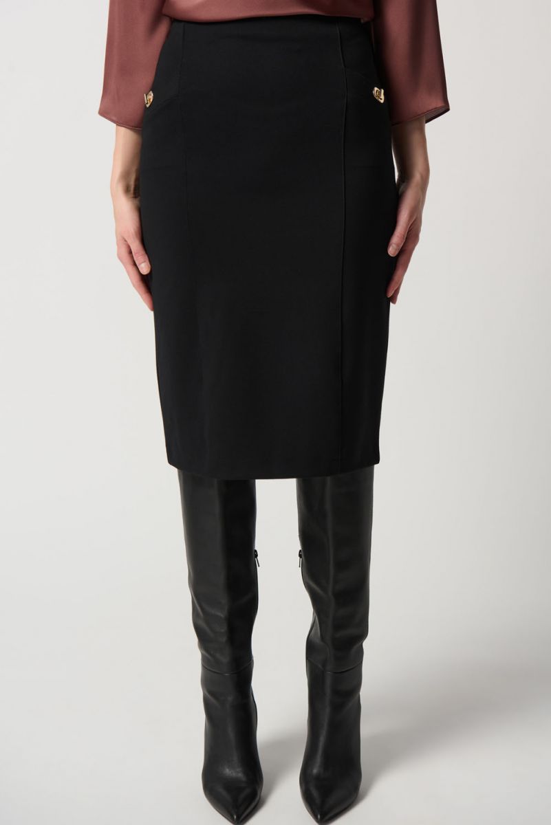 Joseph Ribkoff Black Pull-On Straight Skirt Style 234165