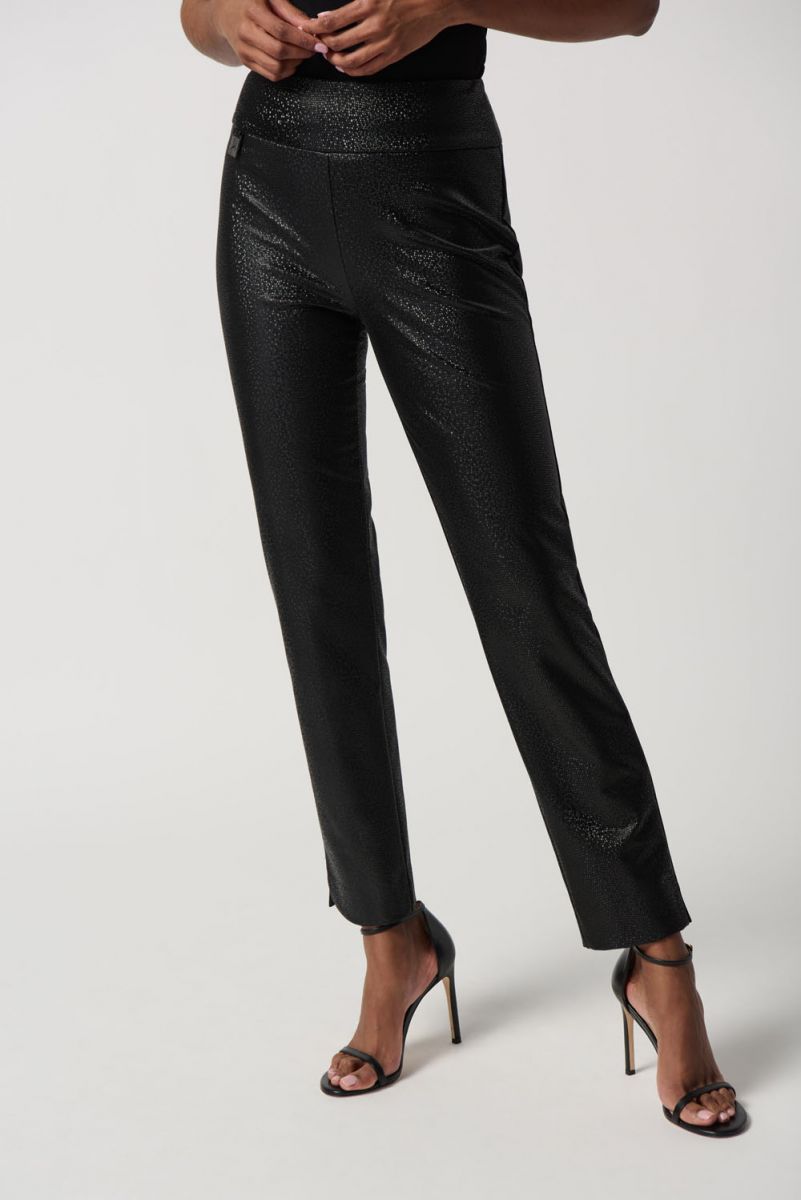 Joseph Ribkoff Black Faux Leather Slim Fit Pull-On Pants Style 234264