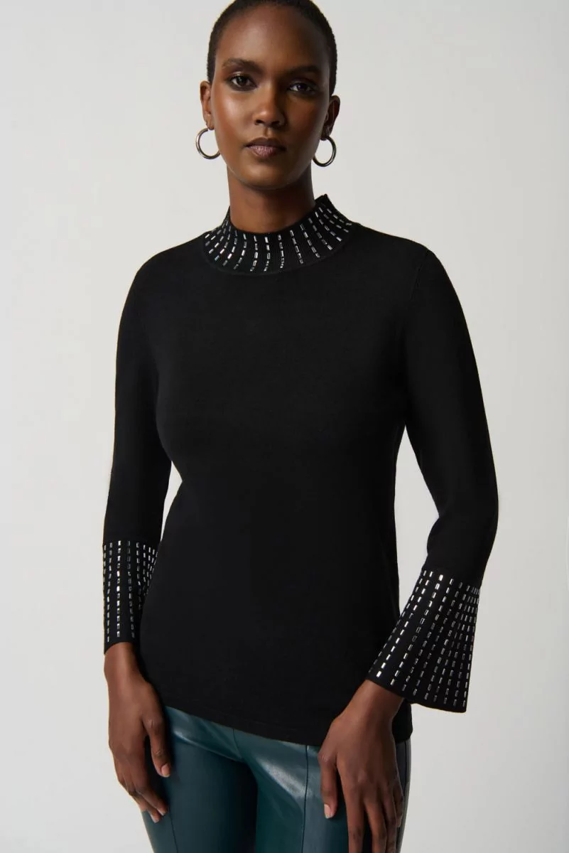 Embellished sleeve sweater best sale