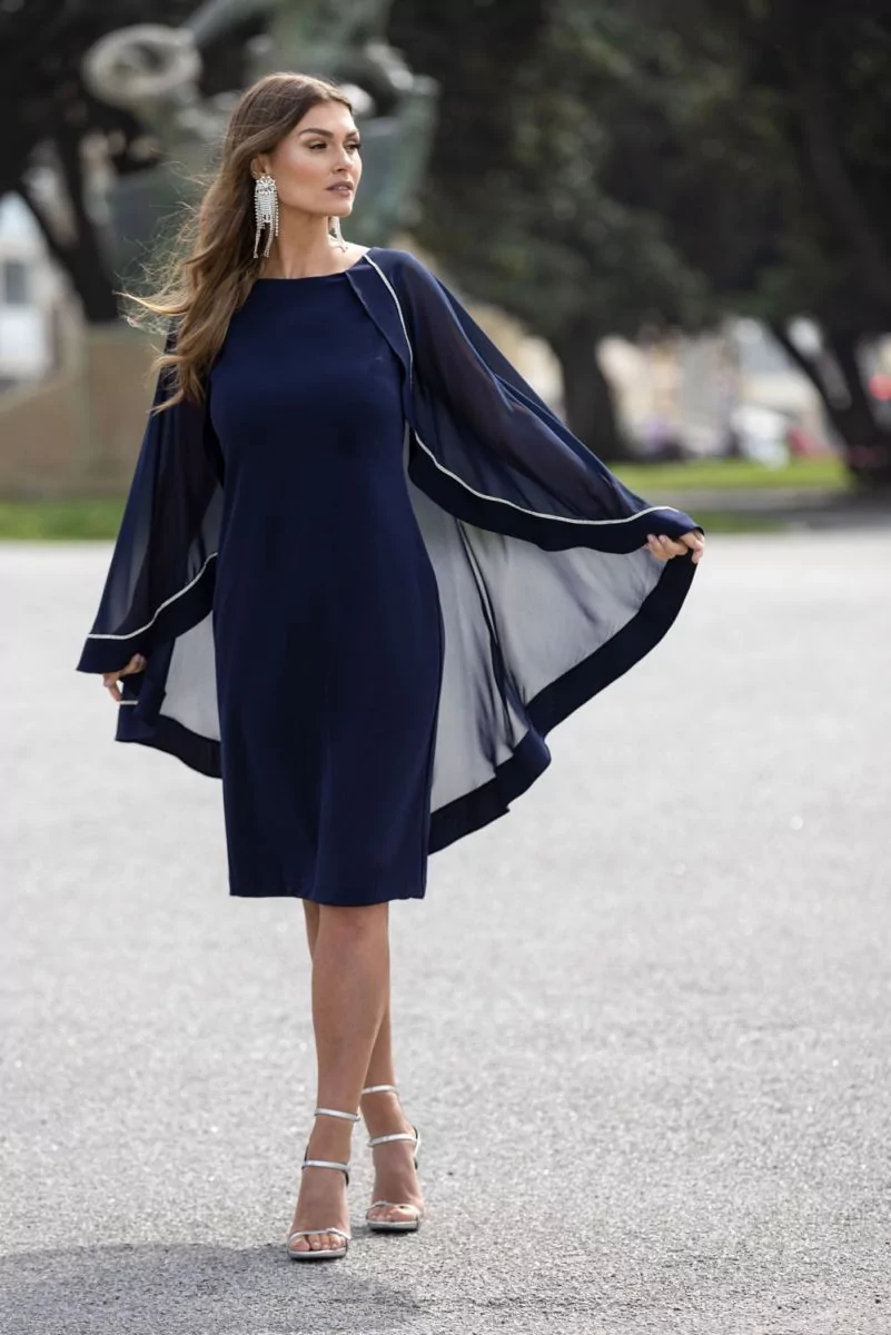 Navy chiffon overlay dress best sale