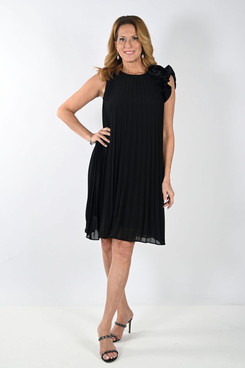 Frank Lyman Black Sleeveless Pleated Dress Style 239817U