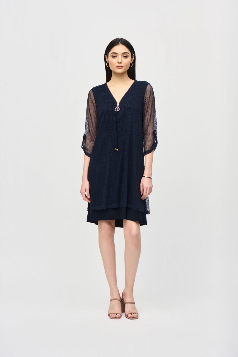 Joseph Ribkoff Midnight Blue Layered Dress Style 241115