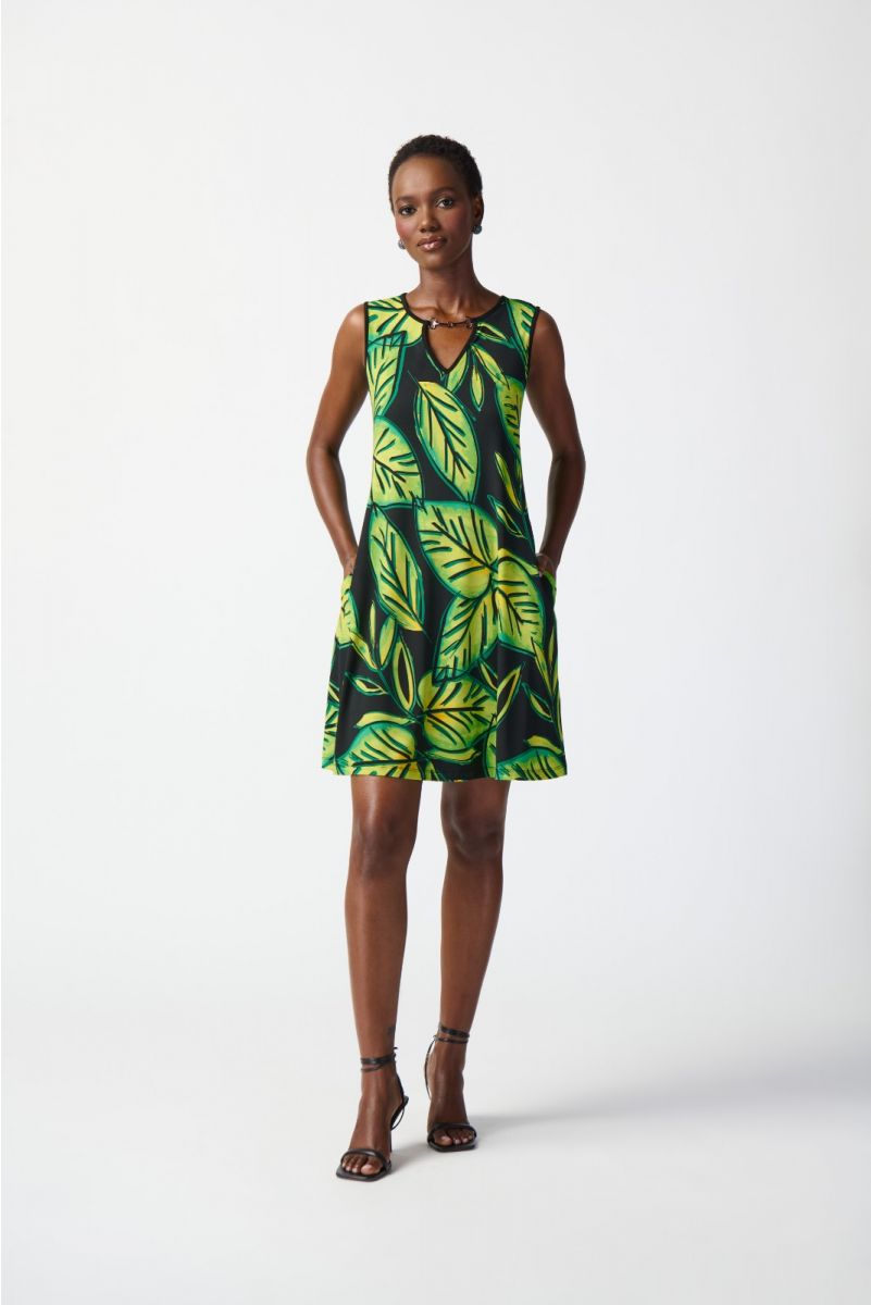 Joseph Ribkoff Black/Multi A-line Dress Style 241119