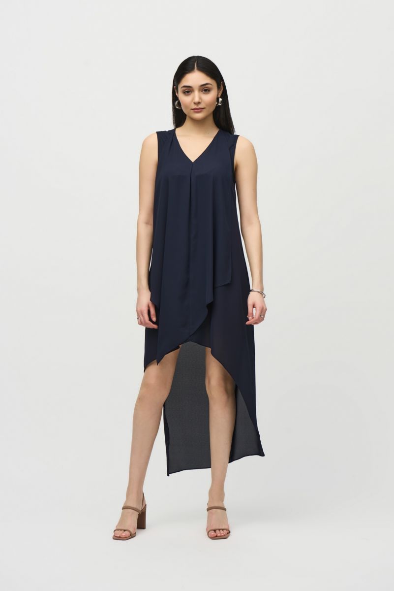 Joseph Ribkoff Midnight Blue High-Low Sleeveless Dress Style 241260