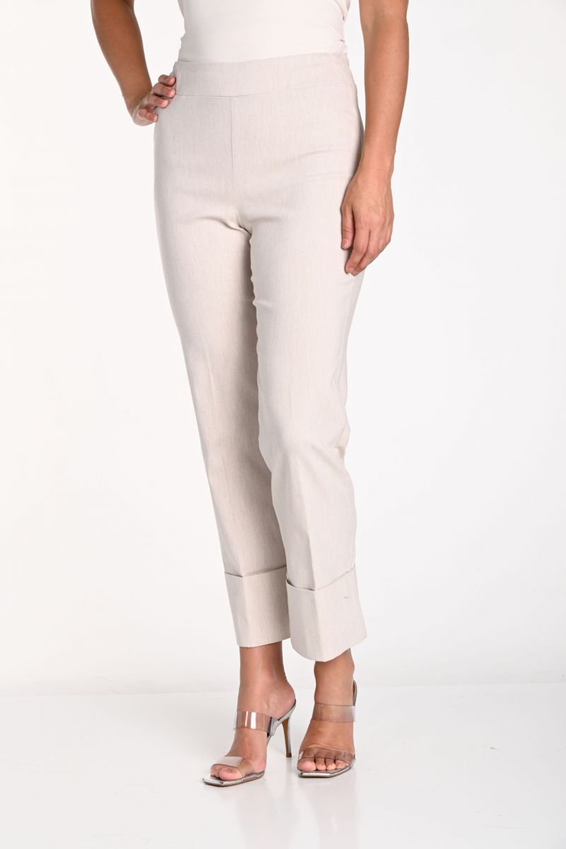 Frank Lyman Oatmeal Pants With Rolled Up Hem Style 241288