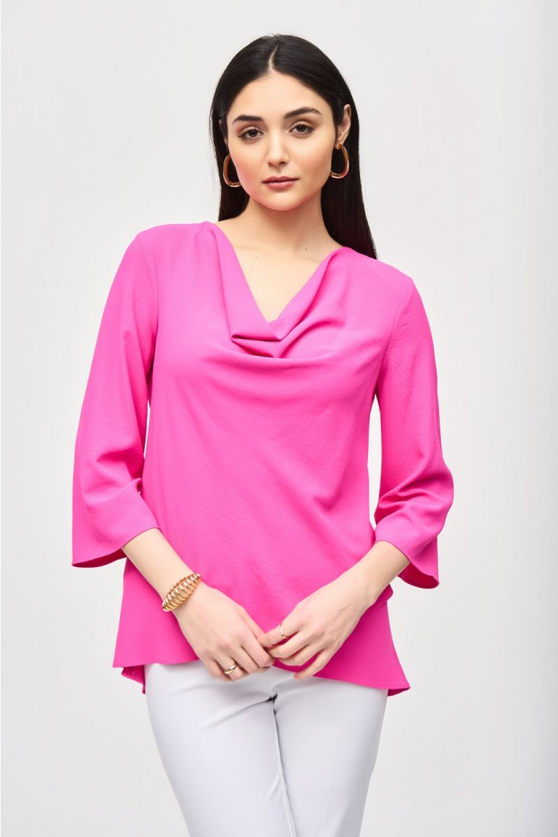 Joseph Ribkoff Ultra Pink Cowl Neck Flared Top Style 241309