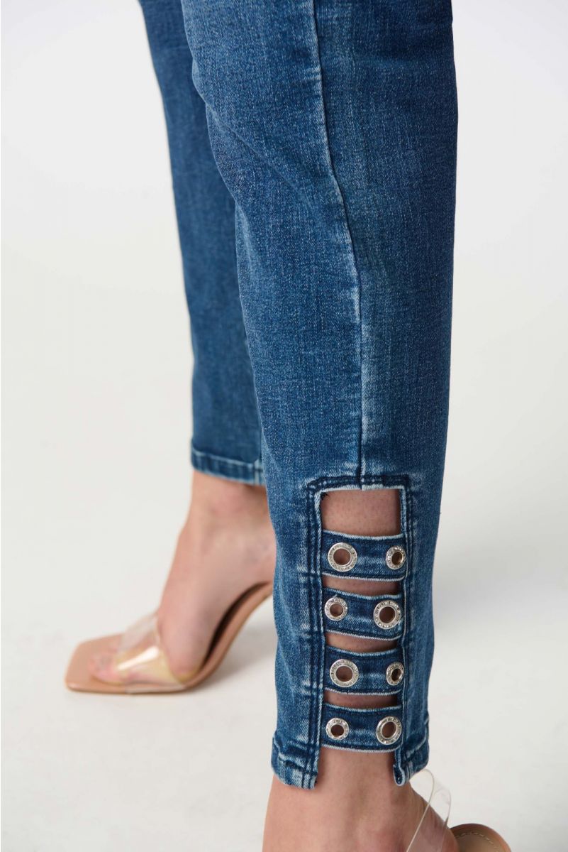 Joseph Ribkoff Classic Slim Jeans with Embellished Hem Style 241900