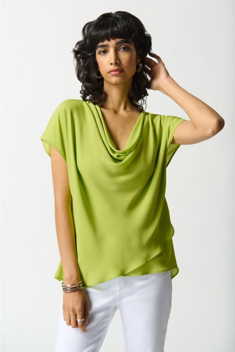 Joseph Ribkoff Key Lime Fit and Flare Layered Top Style 242027