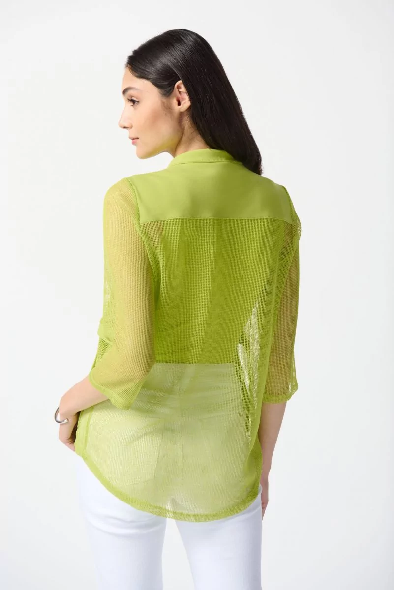 Joseph Ribkoff Key Lime Mesh And Silky Knit Straight Jacket Style 242102