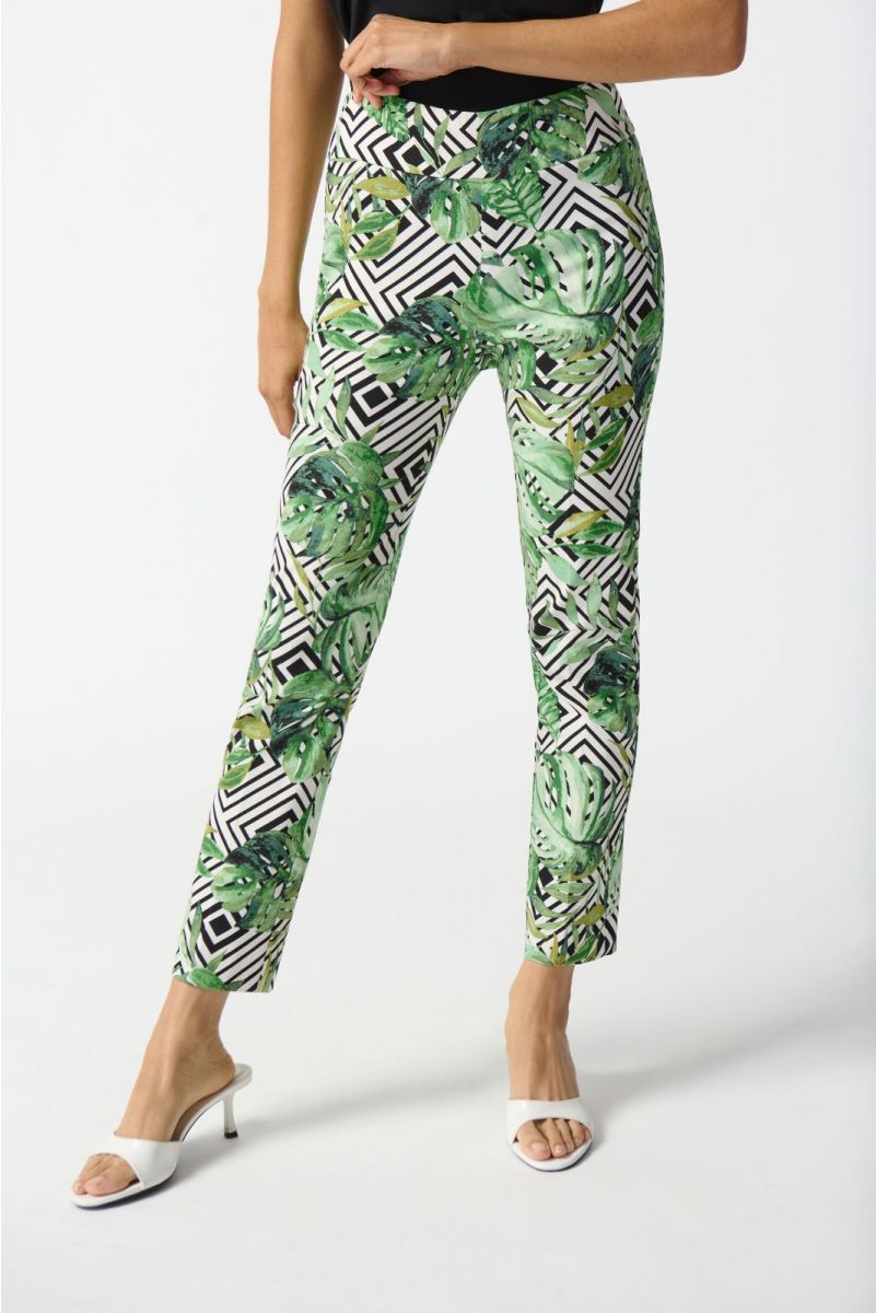 Joseph Ribkoff Vanilla/Multi Abstract Print Crop Pants Style 242223