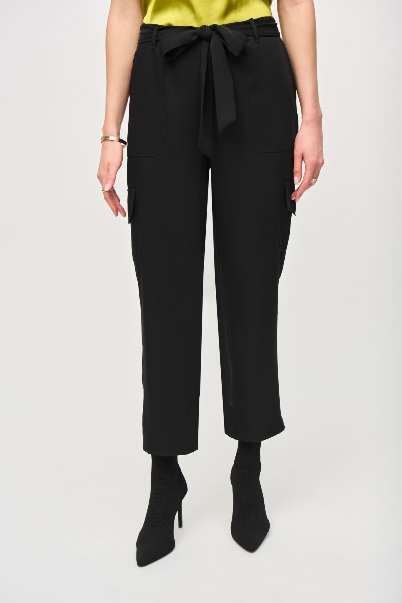 Joseph Ribkoff Black Stretch Pull-On Cargo Pants Style 243077