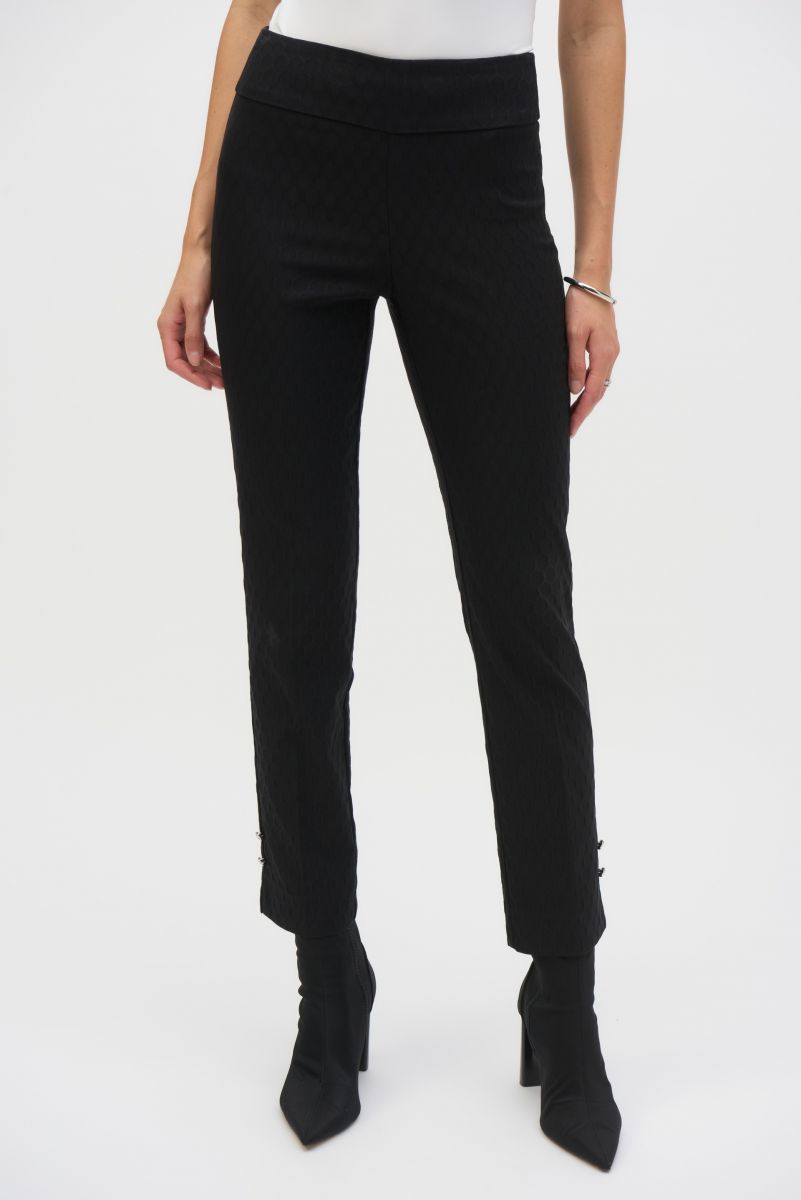 Joseph Ribkoff Black Textured Jacquard Pull-On Pants Style 243129