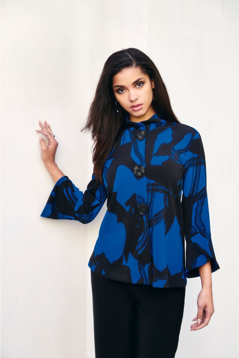 Frank Lyman Royal/Black Abstract Print Jacket Style 243271