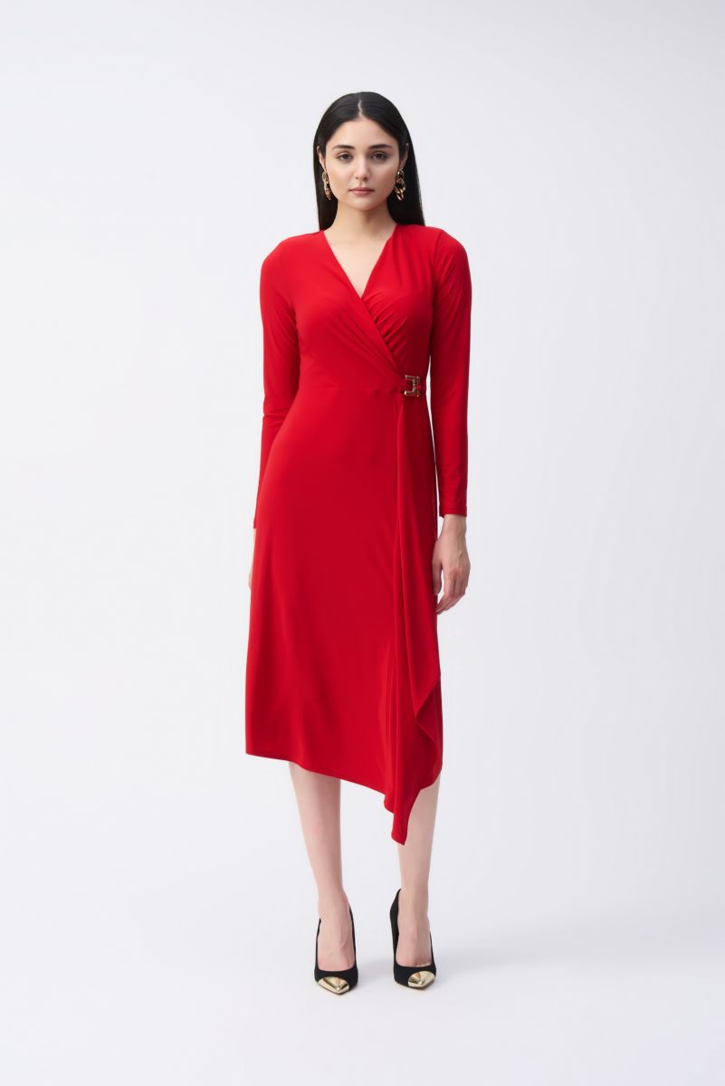 Joseph Ribkoff Lipstick Red Wrap Dress Style 243282