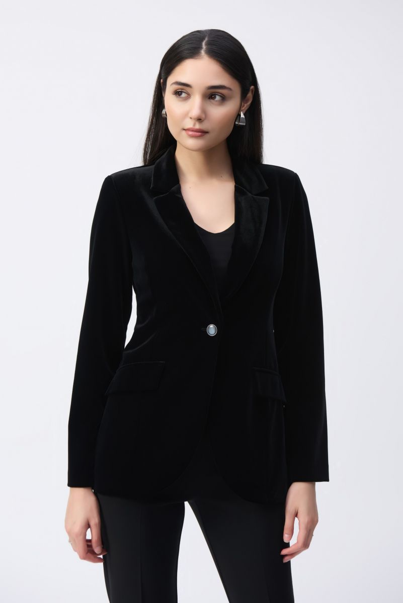 Joseph Ribkoff Black Velvet Fitted Blazer Style 243286