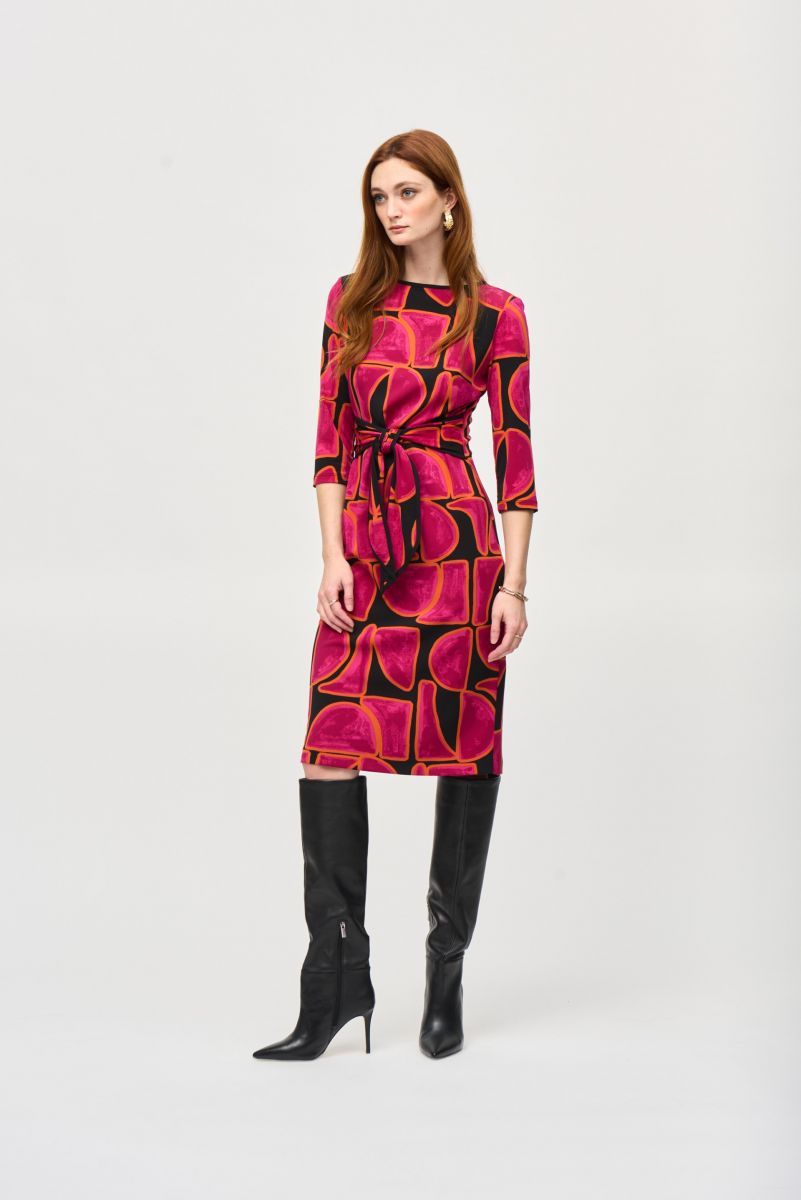 Joseph Ribkoff Black/Multi Abstract Print Sheath Dress Style 243297