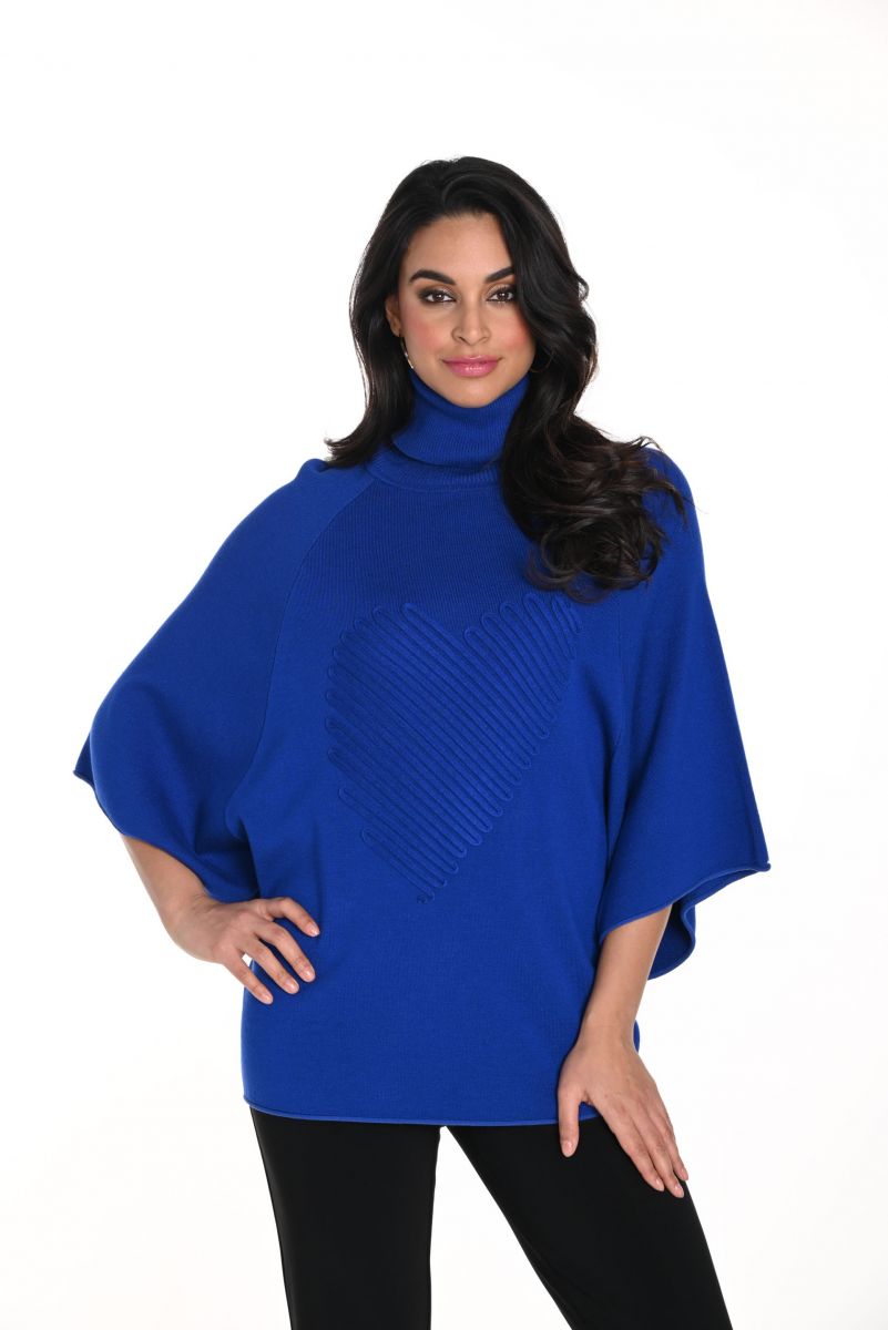 Frank Lyman Royal Blue Short-Sleeve Turtleneck Top Style 243515U