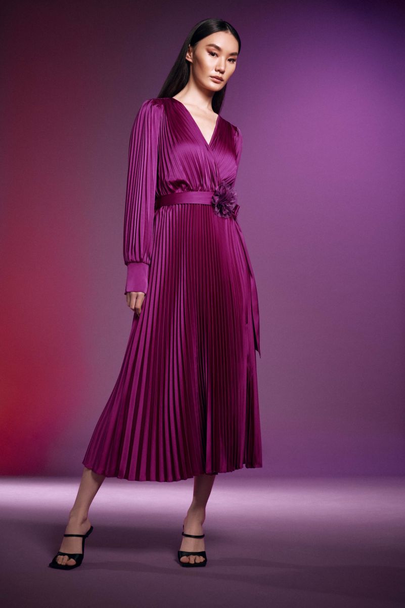 Joseph Ribkoff Empress Pleated Midi Dress Style 243771X
