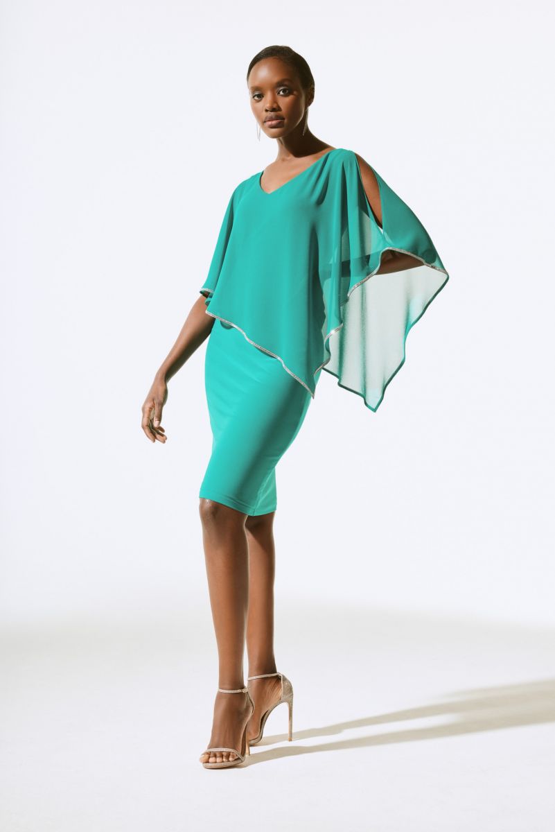 Joseph Ribkoff Jade Stone Poncho Dress Style 243797