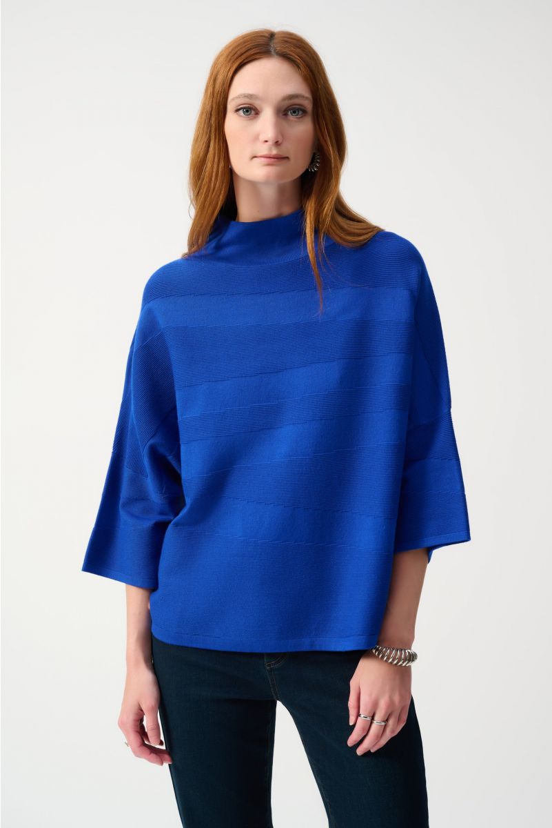 Joseph Ribkoff Royal Sapphire Mock Neck Boxy Top Style 243953