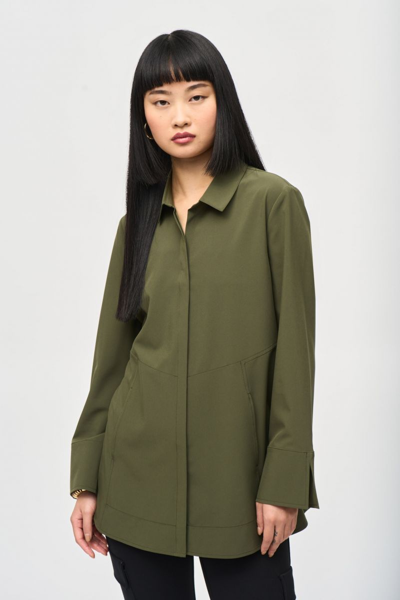 Joseph Ribkoff Iguana Button-Down Blouse With Pockets Style 243958