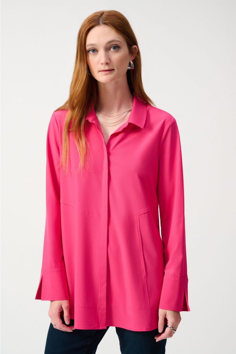 Joseph Ribkoff Geranium Button-Down Blouse With Pockets Style 243958