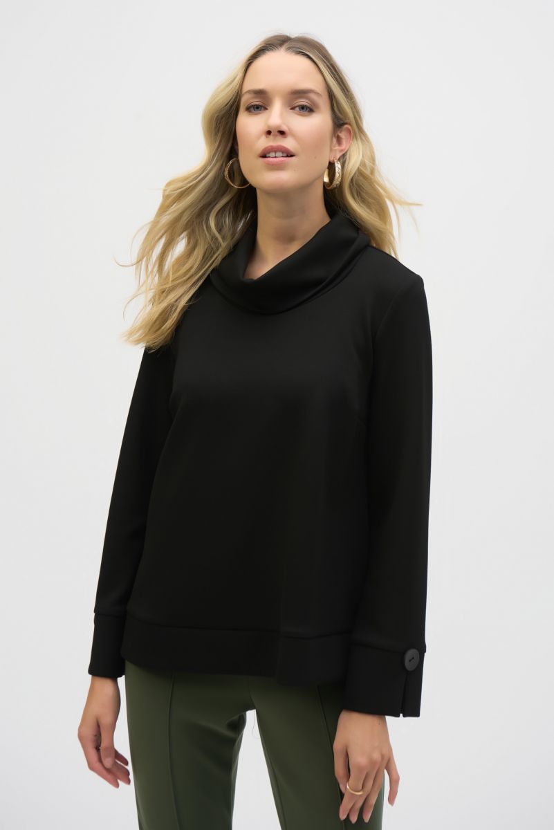 Joseph Ribkoff Black Scuba Jersey Boxy Top Style 244129