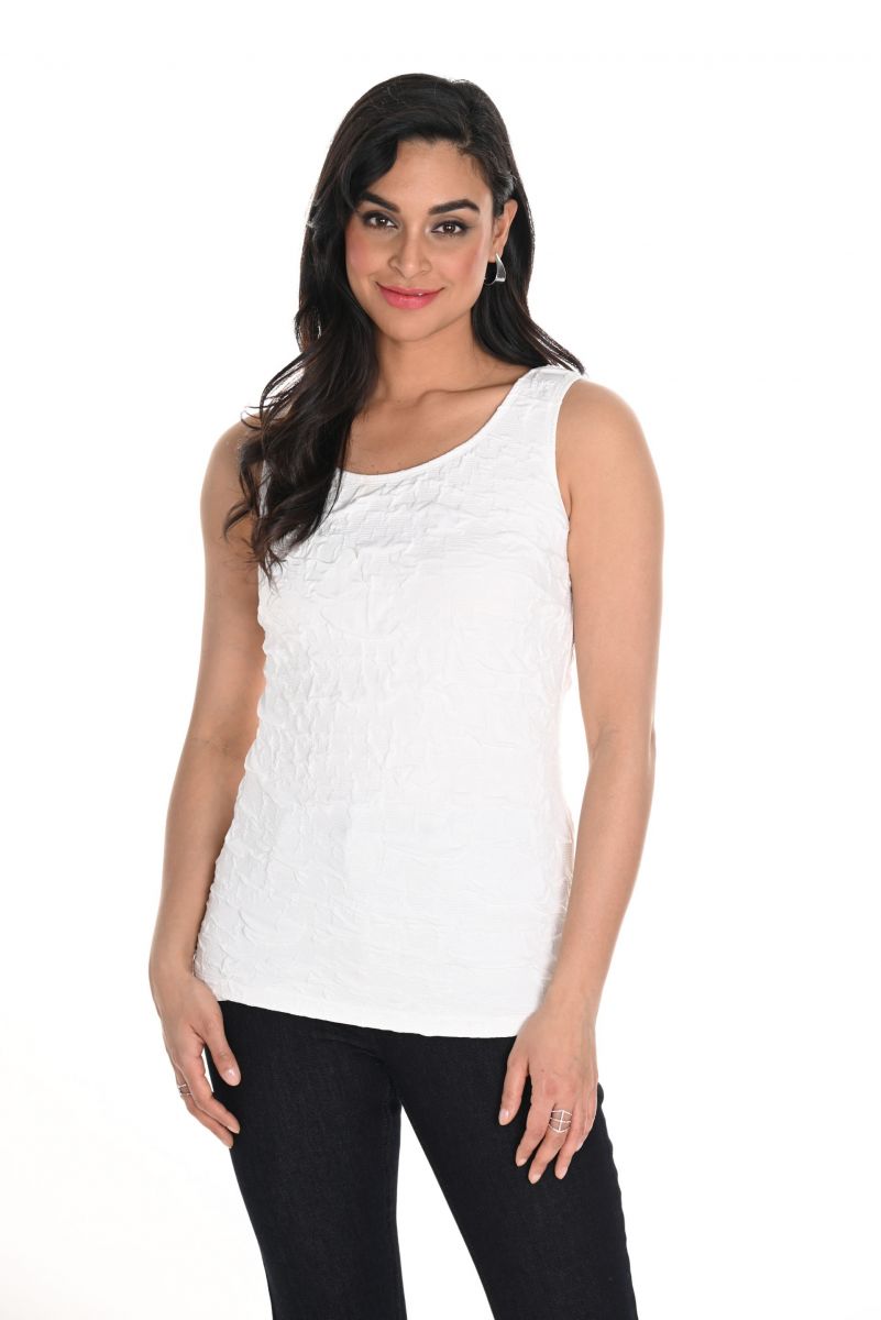 Frank Lyman Off-White Textured Sleeveless Top Style 244165