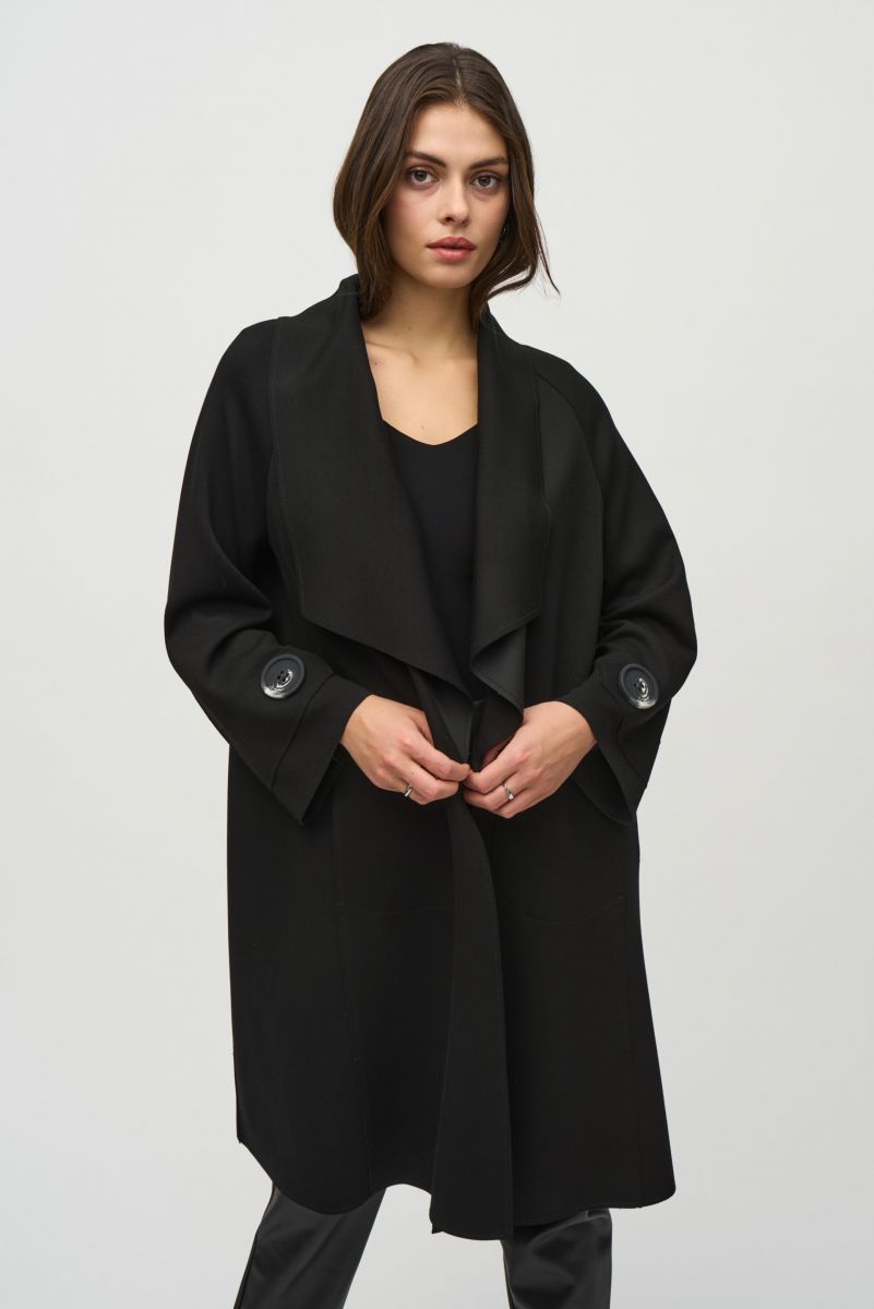 Joseph Ribkoff Black Coat with Shawl Collar Style 244171