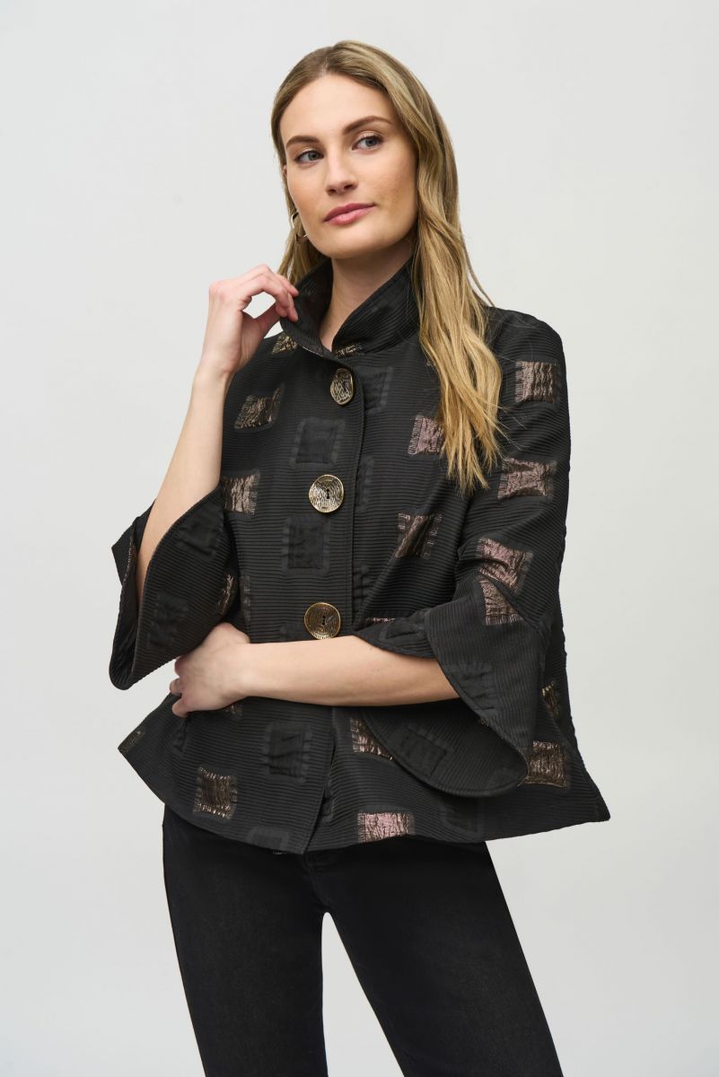 Joseph Ribkoff Black/Gold Trapeze Jacket Style 244205