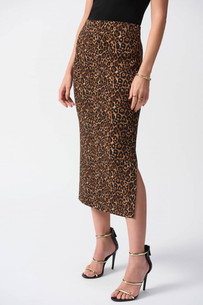 Joseph Ribkoff Beige/Black Animal Print Skirt Style 244260