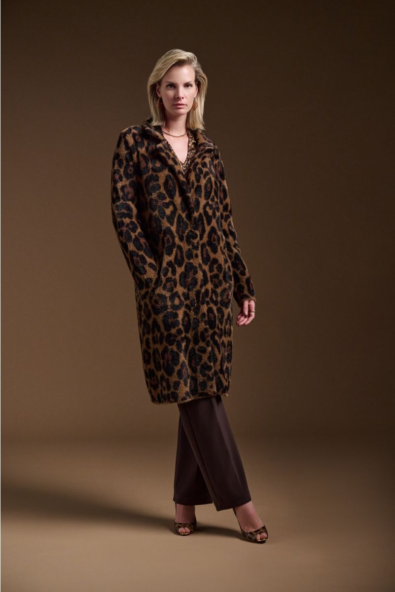 Joseph Ribkoff Beige/Black Animal Print Coat Style 244956