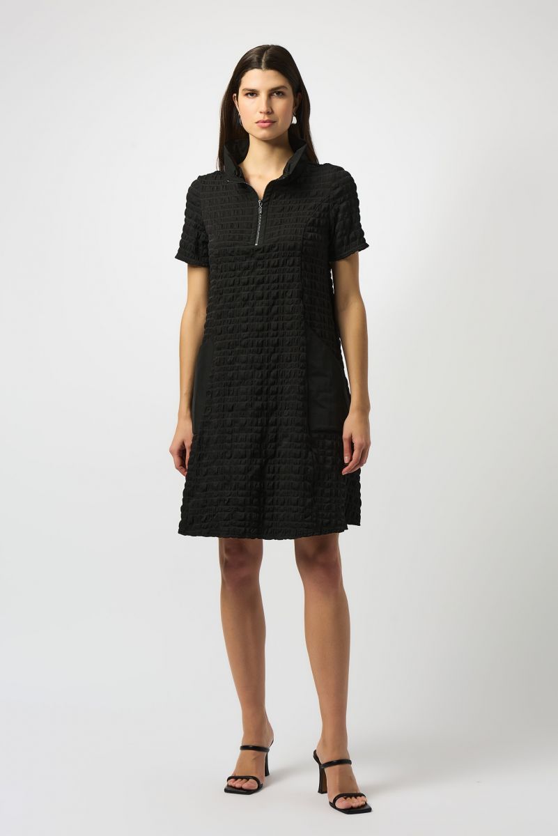 Joseph Ribkoff Black Bubble Jacquard A-Line Dress Style 251084