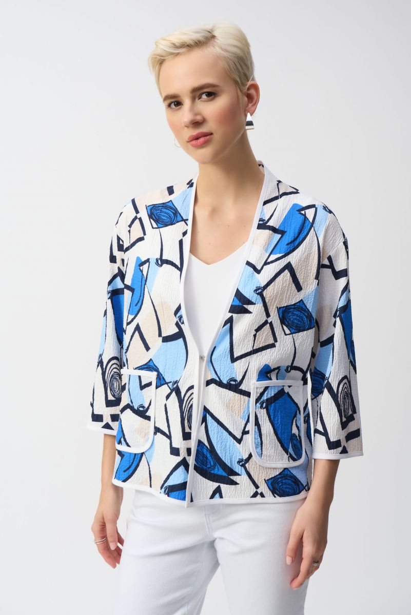 Joseph Ribkoff Vanilla/Multi Geometric Print Jacket Style 251105