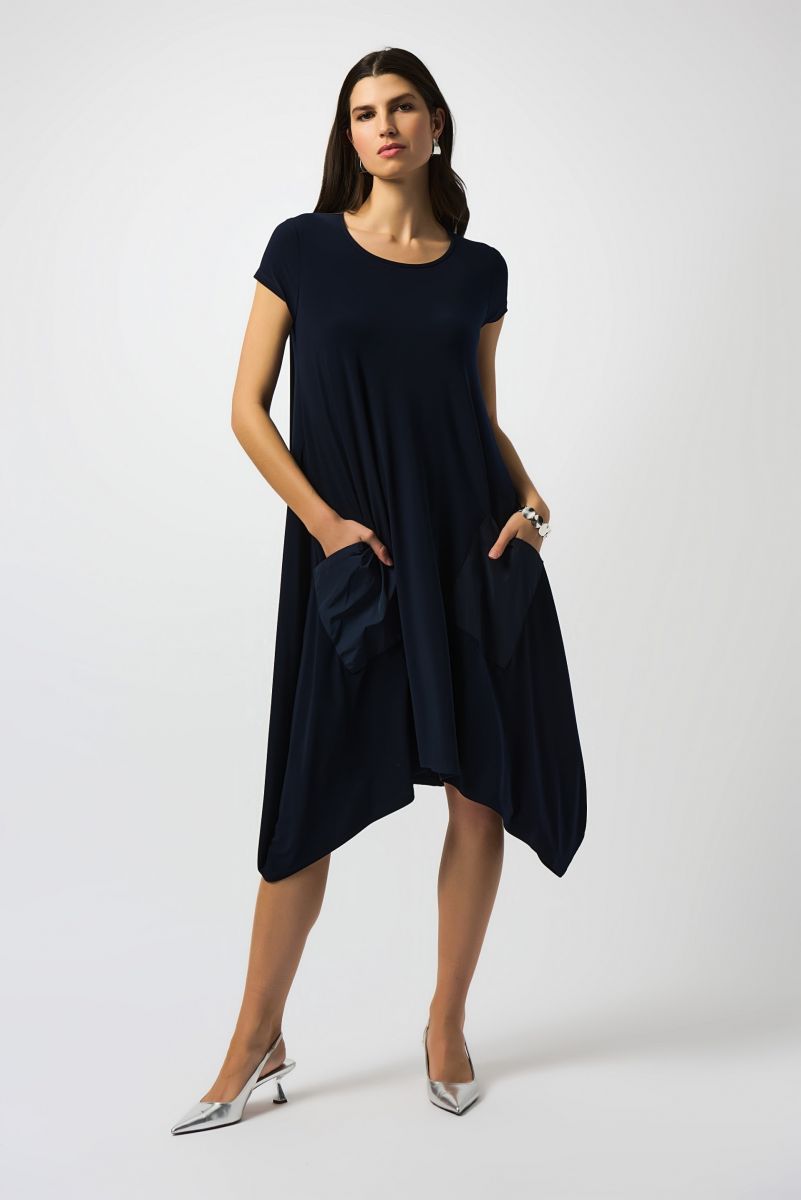 Joseph Ribkoff Midnight Blue Silky Knit Cocoon Dress Style 251146