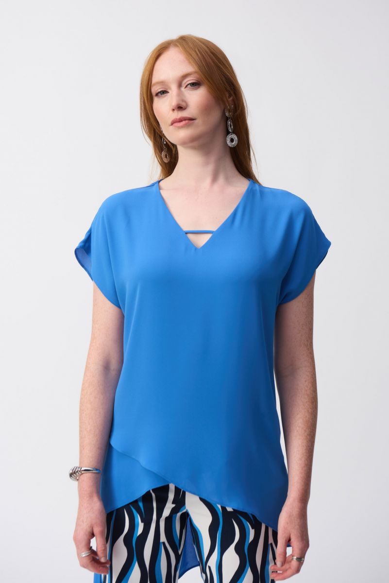 Joseph Ribkoff Midnight Blue Asymmetrical Layered Top Style 251151